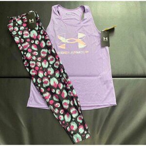 NWT Under Armour Leggings & Tank Set Girls Youth Size Large